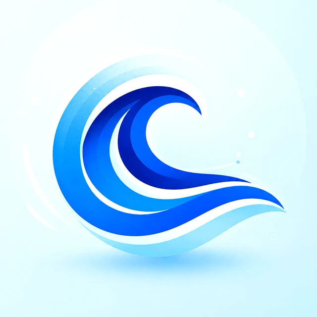 Stylized BluSup wave logo illustration