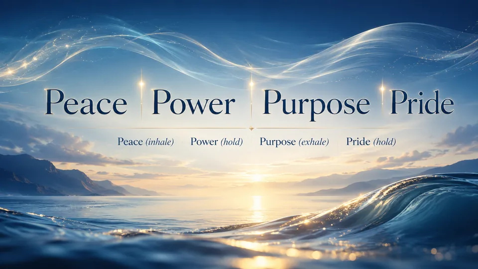 Peace, Power, Purpose, Pride living mantra image