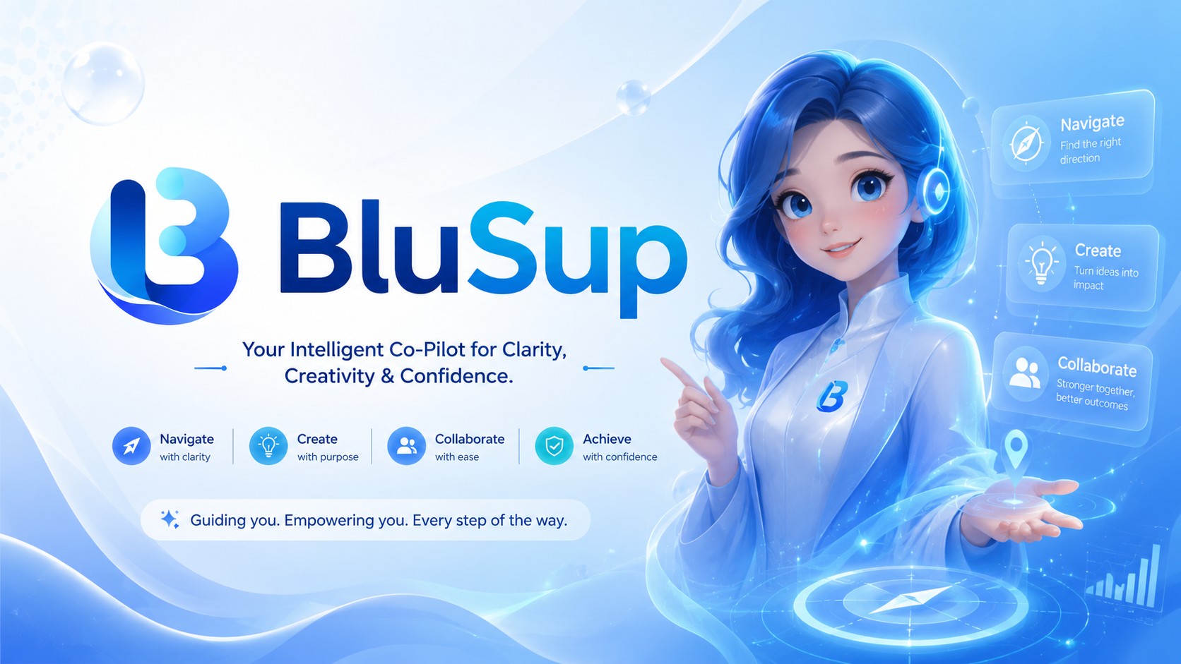 Friendly digital co-pilot beside BluSup