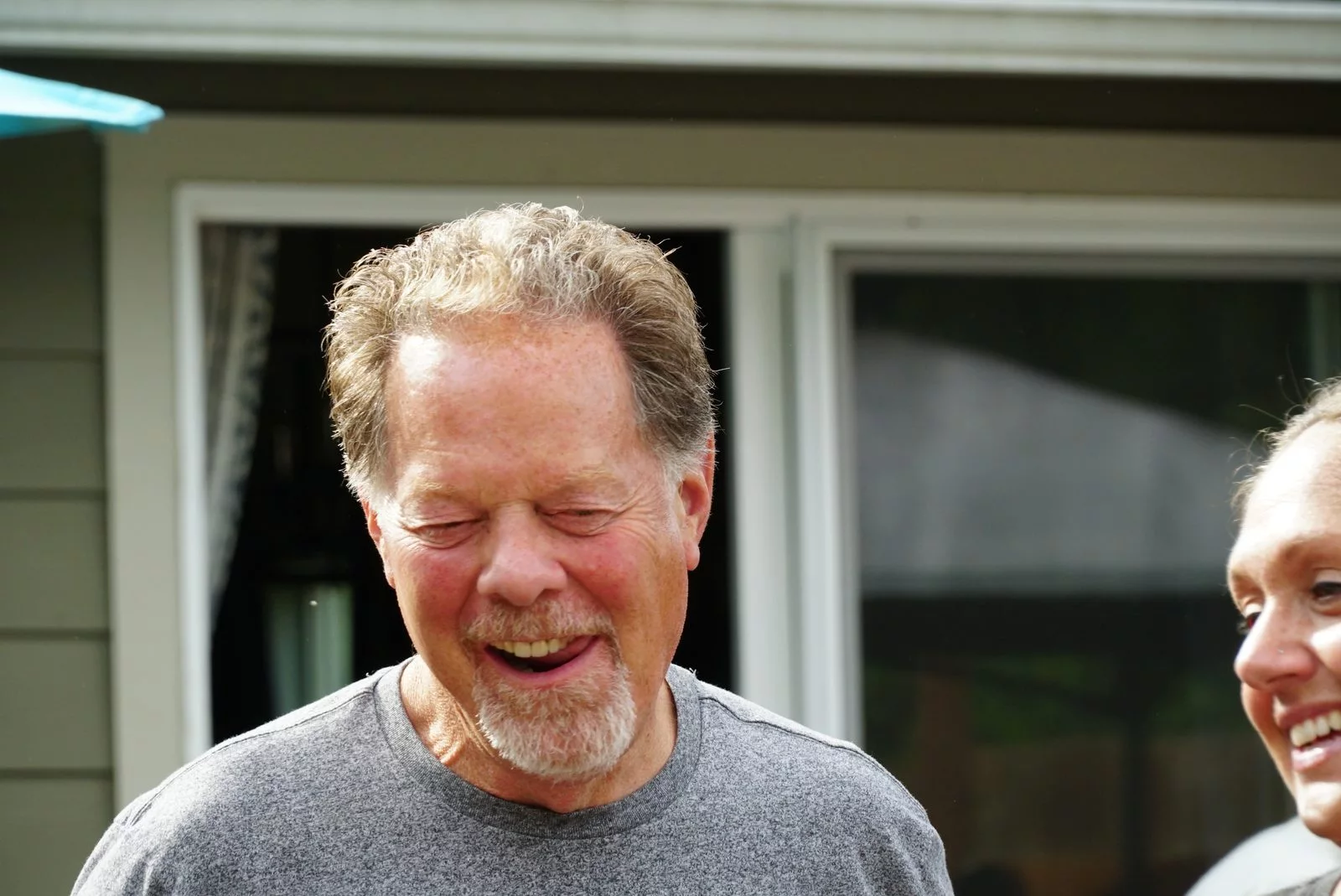 laughing man outdoors