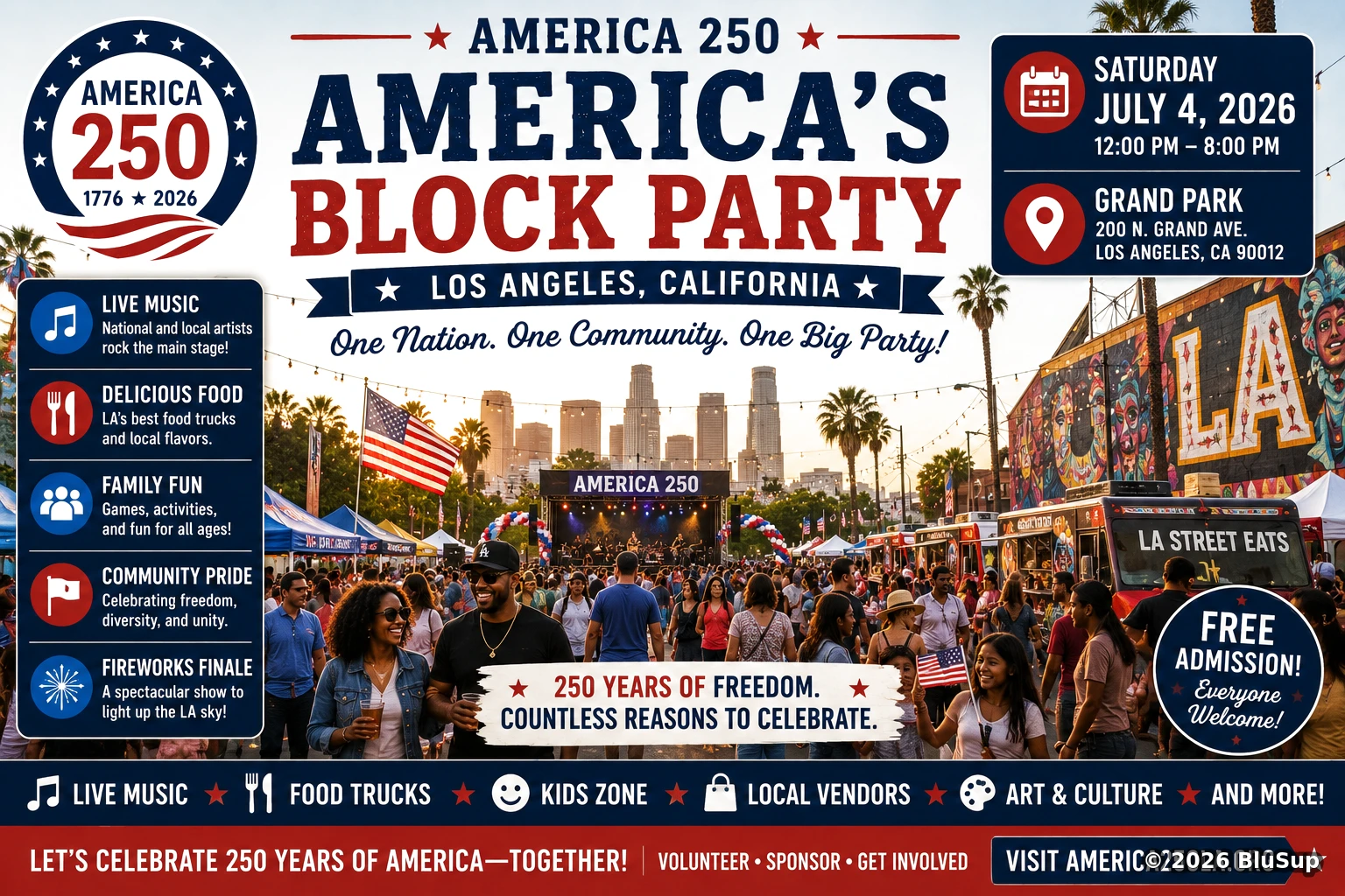 America’s Block Party — Los Angeles & Nationwide — BluSup 250 visual