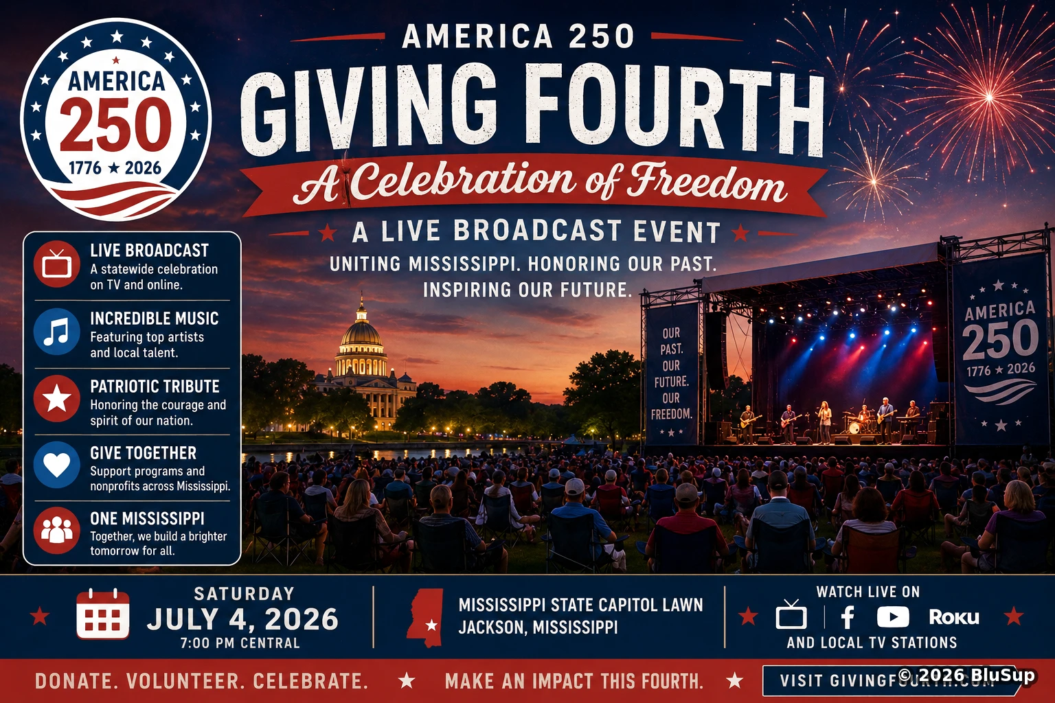 Giving 4th Broadcast Benefit Show & Ball Drops — BluSup 250 visual