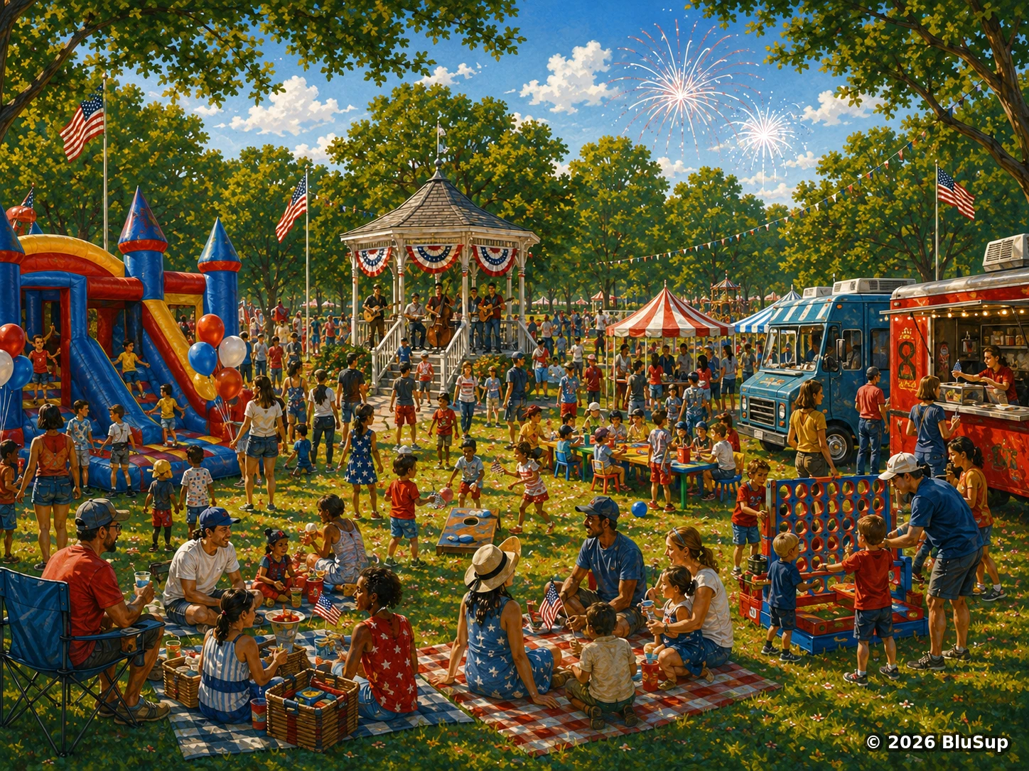250 Years of America Celebration in the Park — BluSup 250 visual