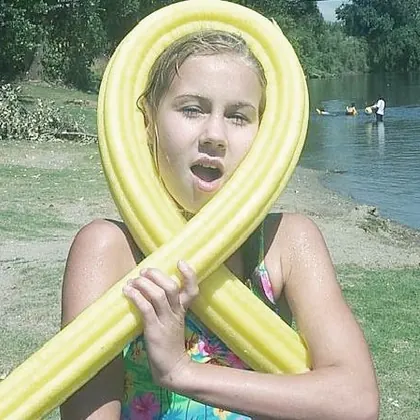 Grand daughter Shelby in tube